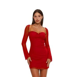 XLLAIS Women's Long Puff Sleeve Mini Bodycon Dress -
Size: XL